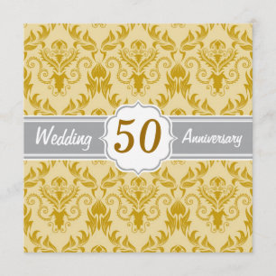 Invitation Damassé Doré, 50e Anniversaire de Mariage