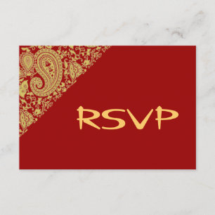 Invitation Damassé indien rouge et or RSVP