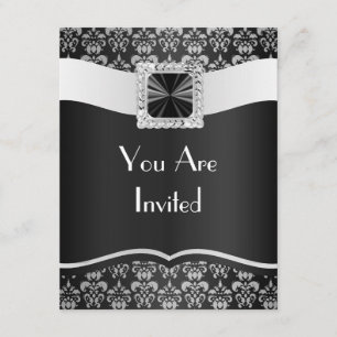 Invitation Damassé noire et blanche
