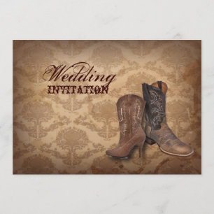 Invitation damassé rustique Western Cowboy mariage