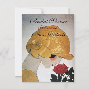 INVITATION DAME AVEC ROSE ROSE ROSE ROSE ROSE FÊTE DES MARIÉE