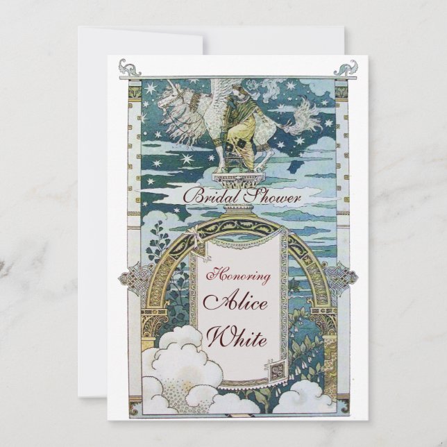 INVITATION DAME AVEC UNICORN FÊTE DES MARIÉES PARTY (Devant)
