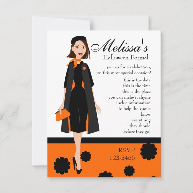 Invitation Dame d'Halloween (Devant)