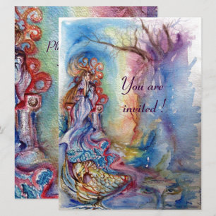 Invitation DAME DU LAC , bleu rose vibrant