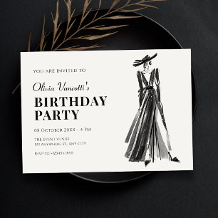 Invitation Dame en robe élégante anniversaire
