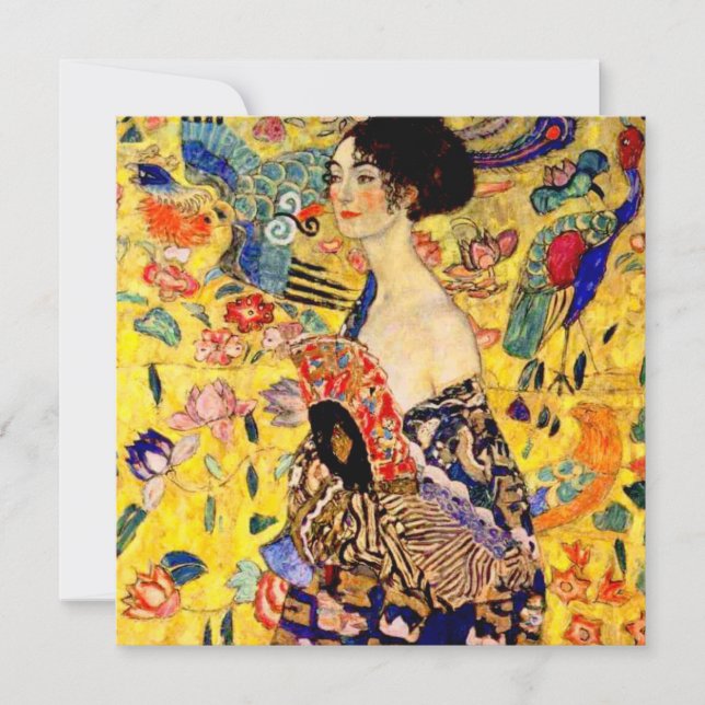 Invitation Dame Gustav Klimt avec ventilateur (Devant)