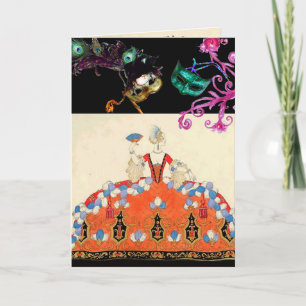 INVITATION DAME ORANGE BAL MASQUÉ CARNAVAL MASQUES