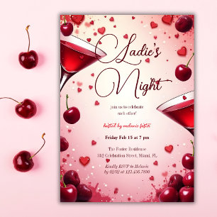 Invitation Dames Night Cherry & Cocktail Galentine's