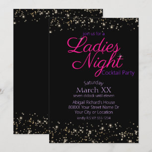 Invitation Dames Night Neon Rose Signal Cocktail Party