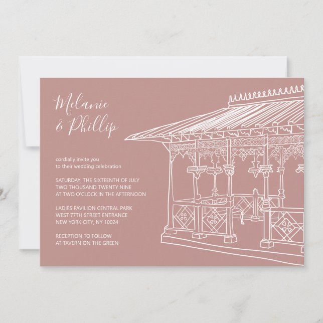 Invitation Dames Pavilion Central Park New York Mariage (Devant)