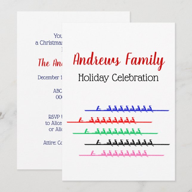 Invitation Dames Race Rowers - Jusqu'à cinq bateaux (Devant / Derrière)