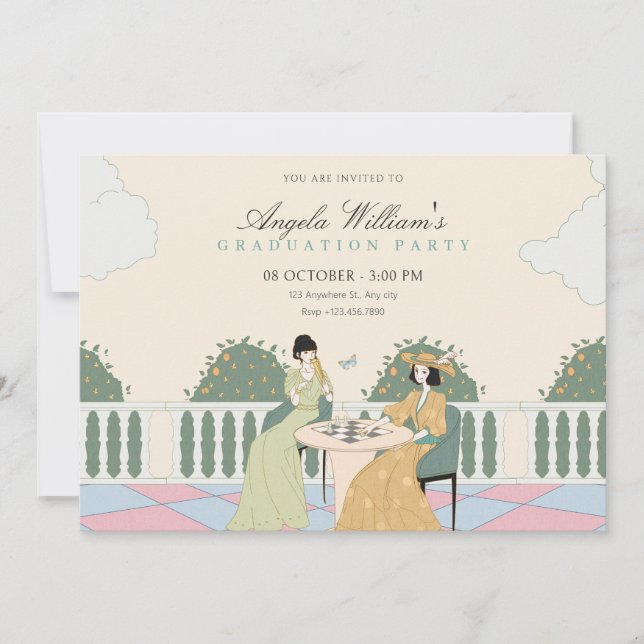 Invitation Dames thé jardin diplôme (Devant)