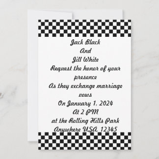 Invitation Damier noir et blanc