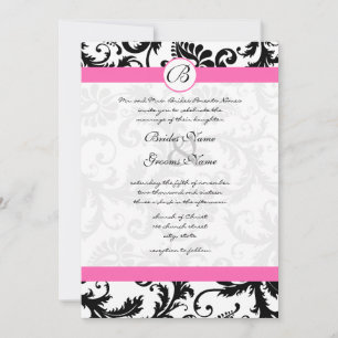 Invitation Damier noir et blanc avec tourbillons et garniture