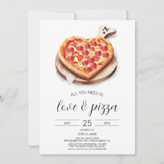 Invitation d'amour et de pizza, douche de fiançail