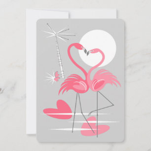 Invitation d'amour flamant rose vertical