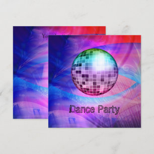 Invitation Dance Party Event Pink Blue Mirrorball Abstrait