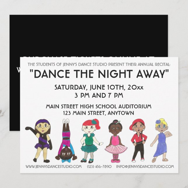 Invitation Dance School Studio Annual Considérant Show Show (Devant / Derrière)