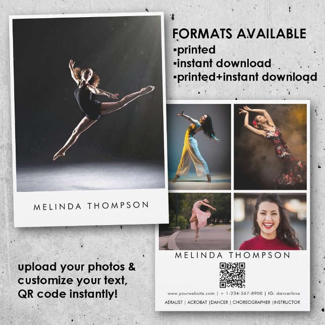 Invitation Dancer Choreographer Comp Card 5 Photo QR Code (Dancer Choreographer Comp Card 5 Photo QR Code)