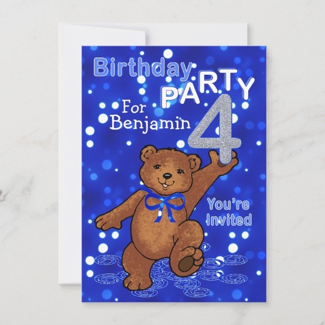 Invitation Dancing Bears 4 Birthday Party for Boys (Devant)