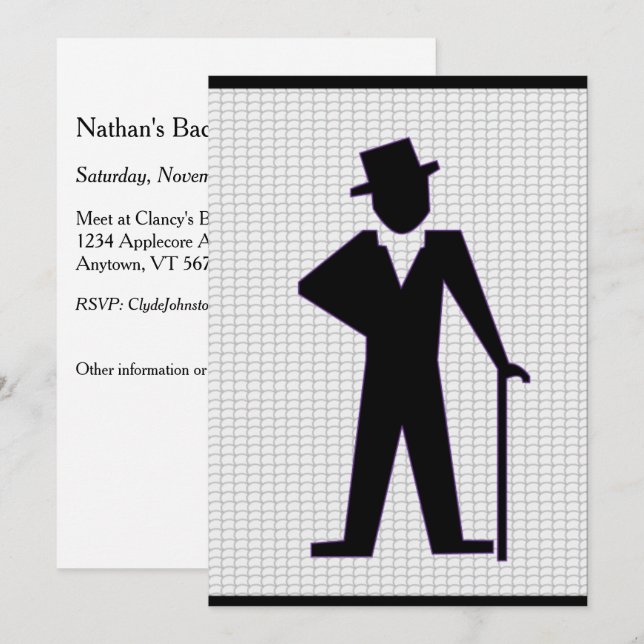 Invitation Dancing Man Personnalisable Bachelor Party Invitat (Devant / Derrière)