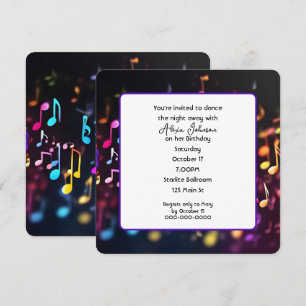 Invitation Dancing Music Notes Anniversaire Fête