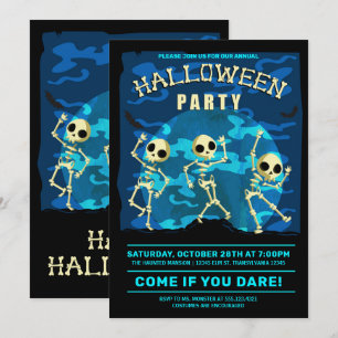 Invitation Dancing Skeletons Halloween Party
