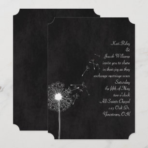 Invitation Dandelion blanc sur noir