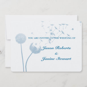 Invitation Dandelion souhaite le Mariage sur Soft Turquoise