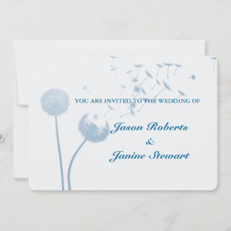 Invitation Dandelion souhaite le Mariage sur Soft Turquoise