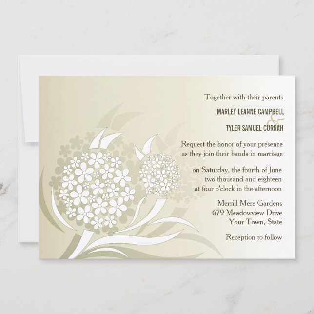 Invitation Dandelion veut floral (Devant)