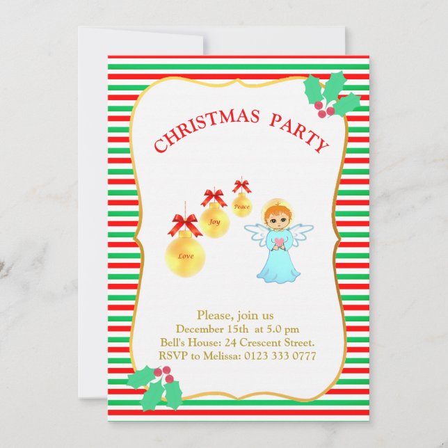 Invitation d'ange de fête de Noël (Devant)