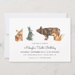 Invitation d'animal d'origami simple moderne