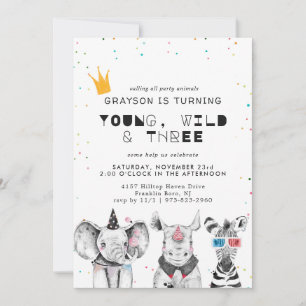 Invitation d'animaux de fête simple moderne