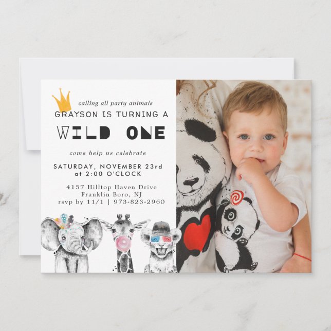 Invitation d'animaux de fête simple moderne (Devant)