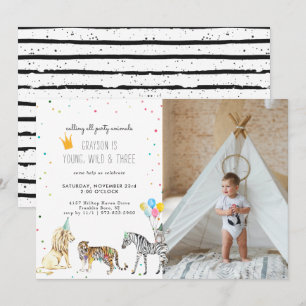 Invitation d'animaux de fête simple moderne