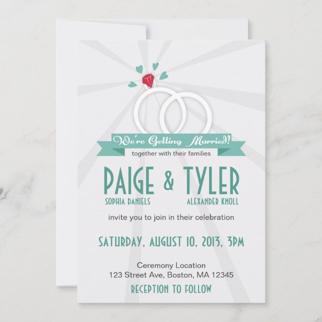 Invitation d'anneaux de mariage (Devant)