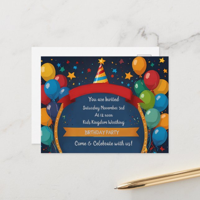 Invitation d'anniversaire  (Devant/Arrière en situation)