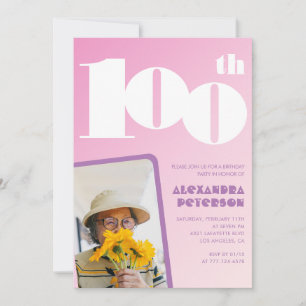 Invitation d'anniversaire 100 ans rose pour sa pho