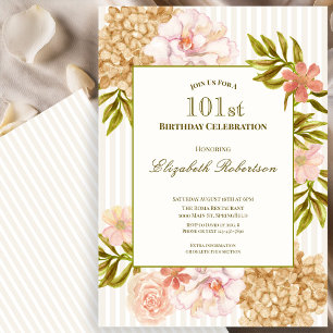 Invitation d'anniversaire 101 ans Fleurs d'Automne