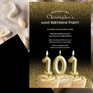Invitation d'anniversaire 101 ans pour lui noir et