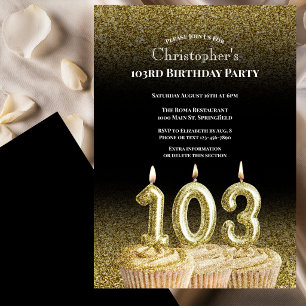 Invitation d'anniversaire 103 ans pour lui noir et
