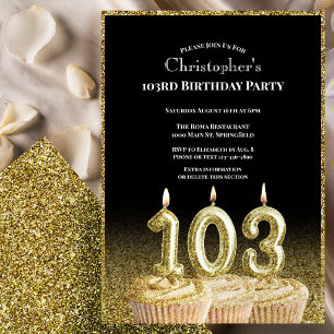 Invitation d'anniversaire 103 ans pour lui noir et