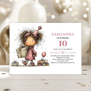 Invitation d'anniversaire 10 ans Funny Girl Dusty 