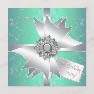 Invitation d'anniversaire 10 ans Teal Blue Pink