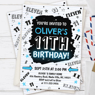 Invitation d'anniversaire 11 ans pour garçon Doodl