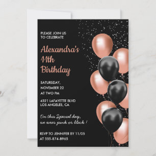 Invitation d'anniversaire 11 ans rose gold Ballon 
