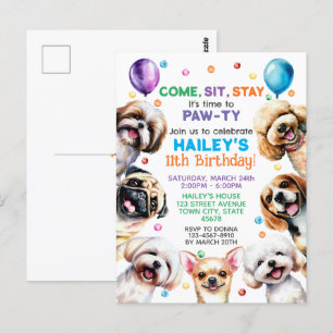 Invitation d'anniversaire 11 ans Thème Chien