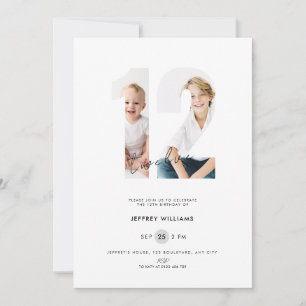 Invitation d'anniversaire 12 ans avec photo pour g