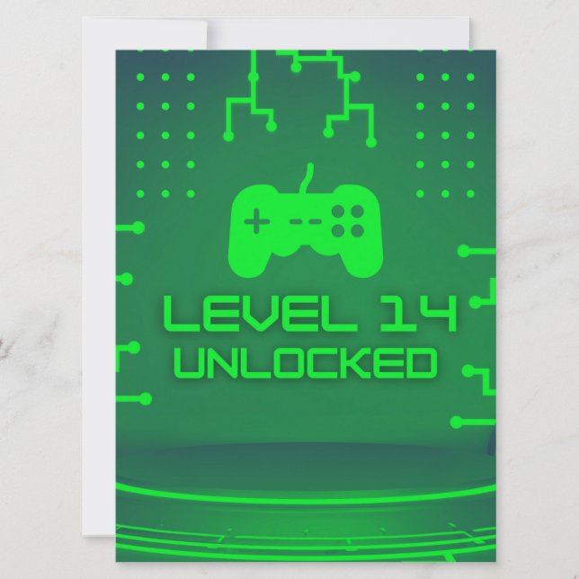 Invitation d'anniversaire 14 ans de jeu Niveau 14  (Devant)